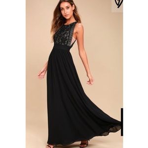 “Forever and Always Black Lace Maxi Dress”worn once. No alterations- dry cleaned